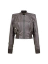 Cropped Flight Leather Jacket Dust Grey - RICK OWENS - BALAAN 2