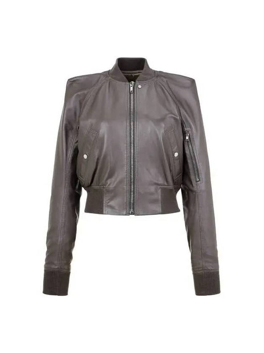 Cropped Flight Leather Jacket Dust Grey - RICK OWENS - BALAAN 2