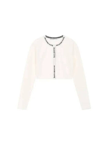 t Cropped Logo Trim Cardigan White 271289 - ALEXANDER WANG - BALAAN 1