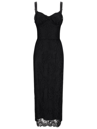 SN BLACK Midi lace dress with slit Dolce Gabbana F6JAOT HLMO7 N0000 - DOLCE&GABBANA - BALAAN 2