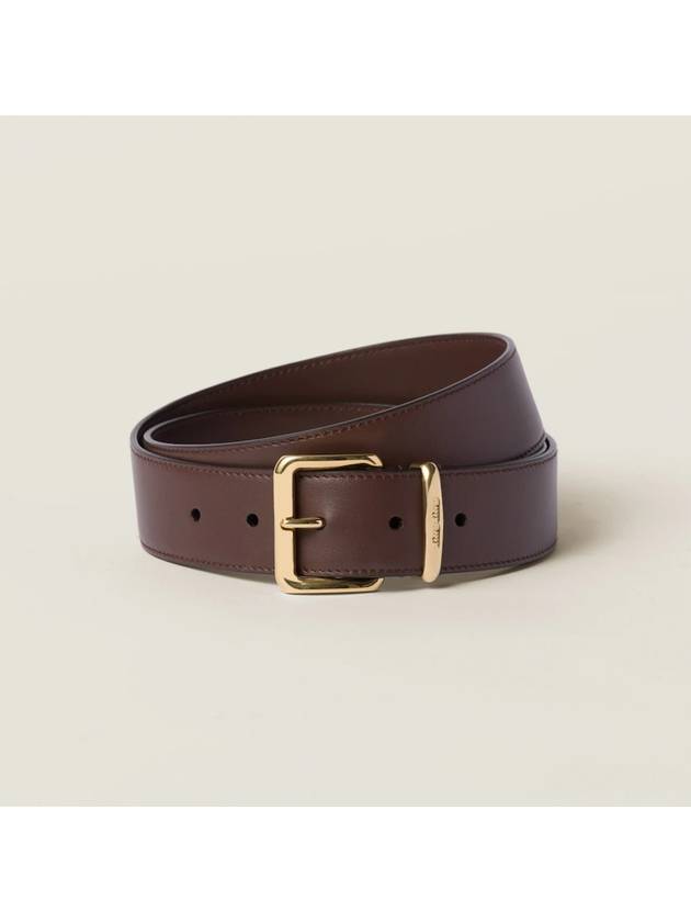 Metal Buckle Logo Leather Belt Sienna - MIU MIU - BALAAN 2