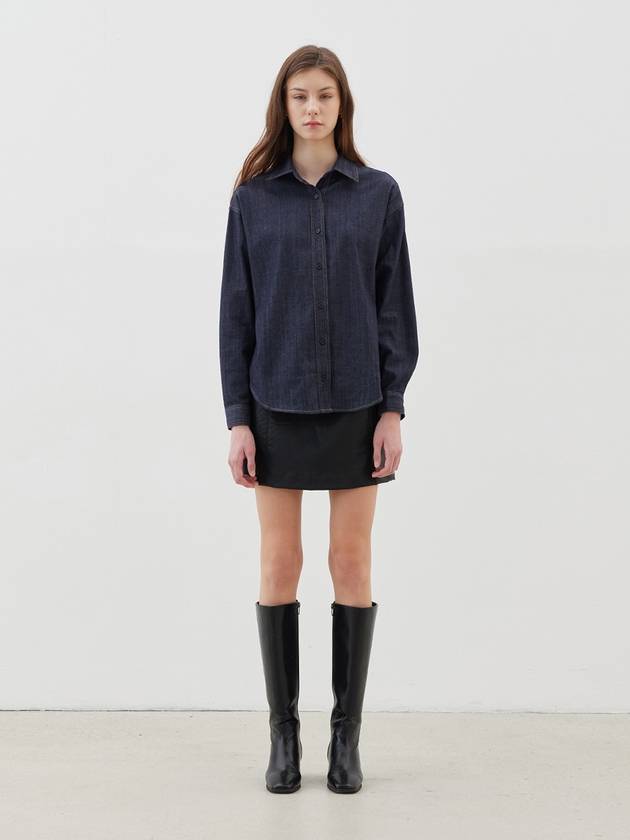 Minimal Logo Denim Shirt Indigo - LESEIZIEME - BALAAN 4