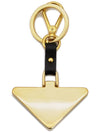 Saffiano Leather Triangle Logo Key Holder Black - PRADA - BALAAN 3