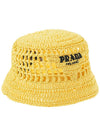 embroid logo raffia bucket hat yellow - PRADA - BALAAN 4