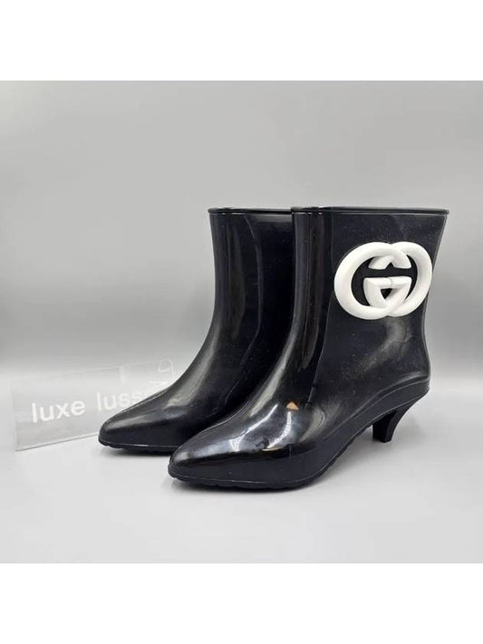 Women s Interlocking Shiny Rubber Ankle Boots 724458 - GUCCI - BALAAN 1