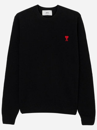 Heart Logo Men s Sweater Knit Black BFHKS001001 - AMI - BALAAN 1