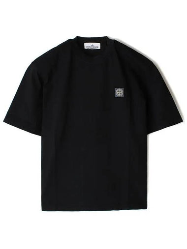 Combed Organic Cotton Jersey Short Sleeve T-Shirt Black - STONE ISLAND - BALAAN 1