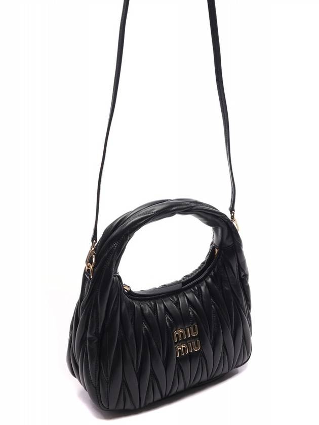 Wander Matelasse Nappa Leather Mini Hobo Tote Bag Black - MIU MIU - BALAAN 4