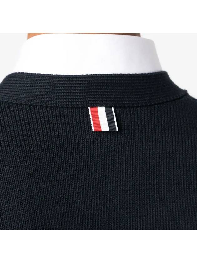 RWB Striped Intarsia Cotton Cardigan Navy - THOM BROWNE - BALAAN 6