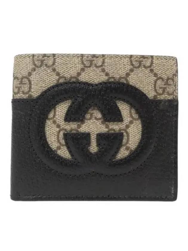 Cutout Interlocking G Monogram Bifold Wallet Beige Black - GUCCI - BALAAN 2