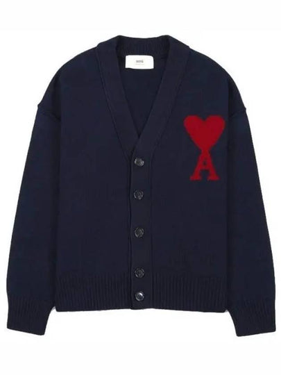 Wool Oversized Cardigan Navy - AMI - BALAAN 2