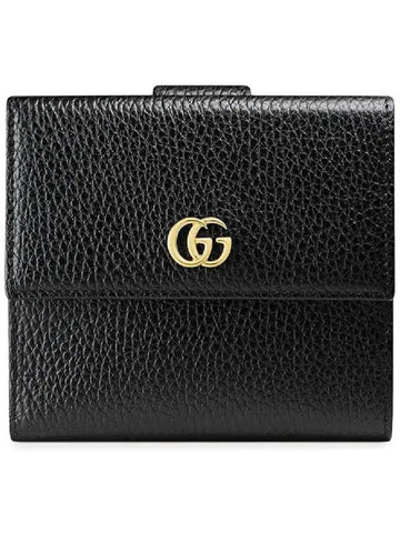 GG Marmont flap medium wallet black - GUCCI - BALAAN.