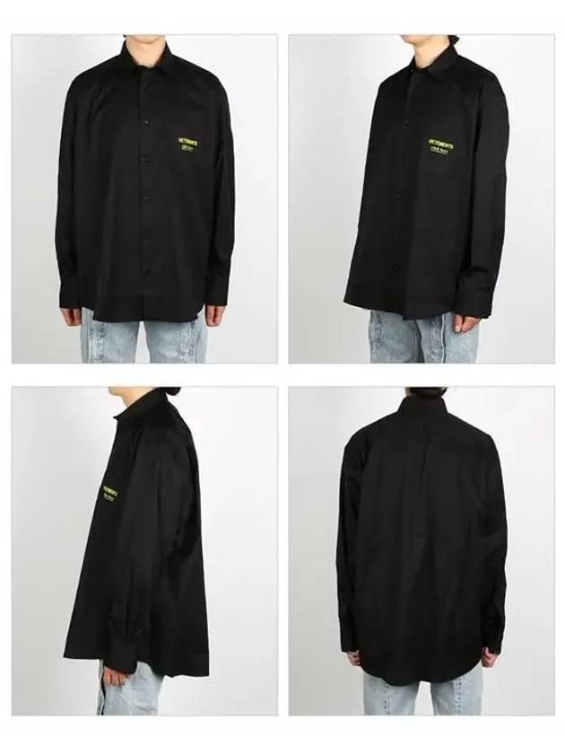 Click Here Logo Cotton Long Sleeve Shirt Black - VETEMENTS - BALAAN 3