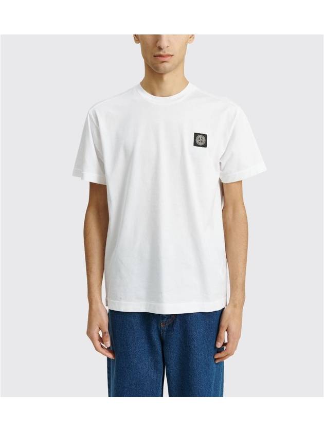 Logo Patch Short Sleeves T-Shirt White - STONE ISLAND - BALAAN 4