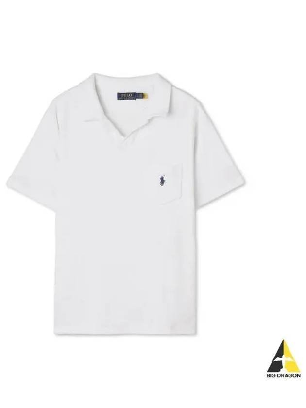 Custom Slim Fit Terry Polo Shirt White - POLO RALPH LAUREN - BALAAN 1