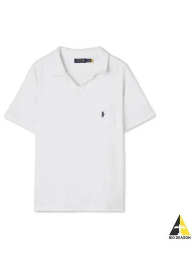 Custom Slim Fit Terry Polo Shirt White - POLO RALPH LAUREN - BALAAN 1