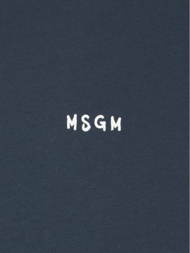 Micro Brushed Logo Print Short Sleeve T-Shirt Navy - MSGM - BALAAN 6