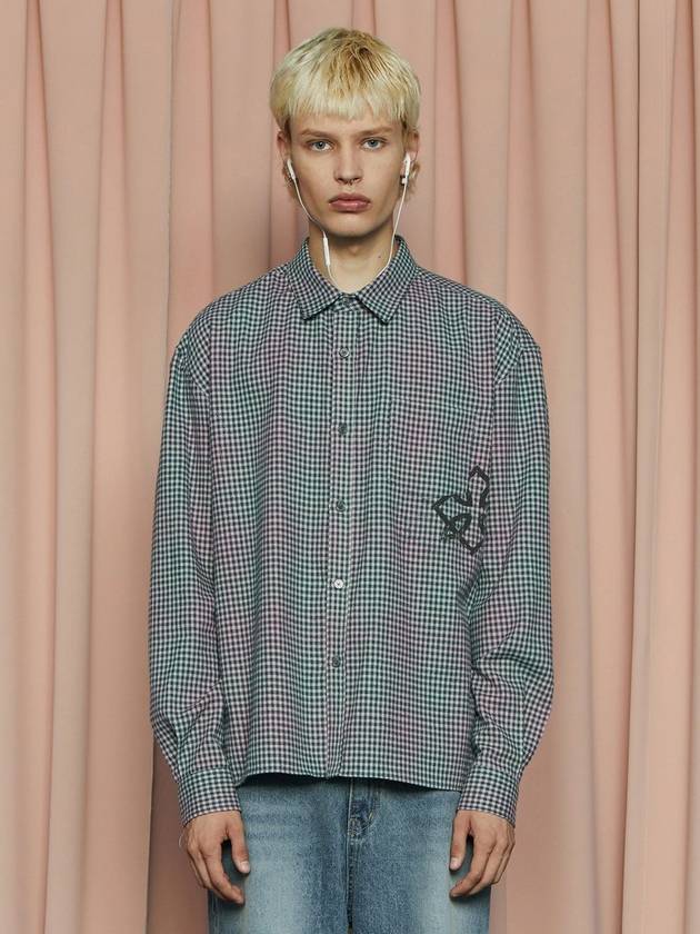 Symbol Check Long Sleeve Shirt Green Pink - UNALLOYED - BALAAN 2