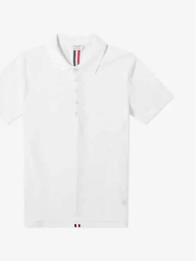 Men's Cotton Pique Center Bag Striped Short Sleeve Polo Shirt White - THOM BROWNE - BALAAN 2