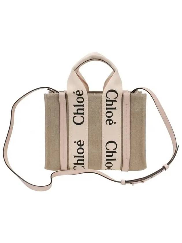 Woody Small Canvas Tote Bag Pink Beige - CHLOE - BALAAN 4