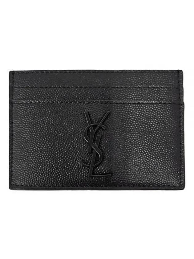 Monogram Caviar Leather Card Wallet Black - SAINT LAURENT - BALAAN 2