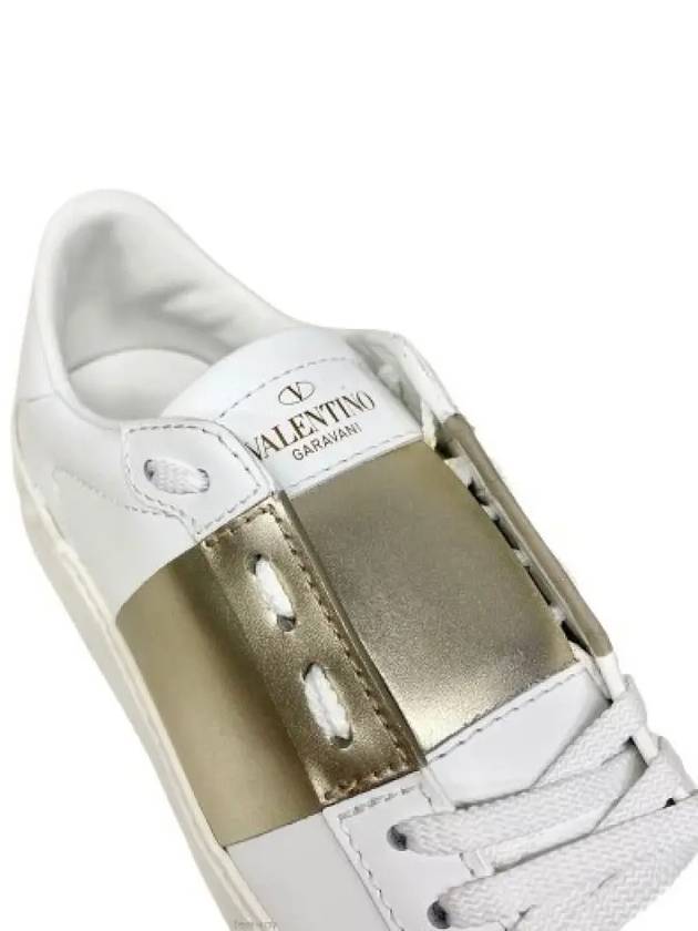 Men's Hidden Open Band Metallic Low Top Sneakers White Gold - VALENTINO - BALAAN 7