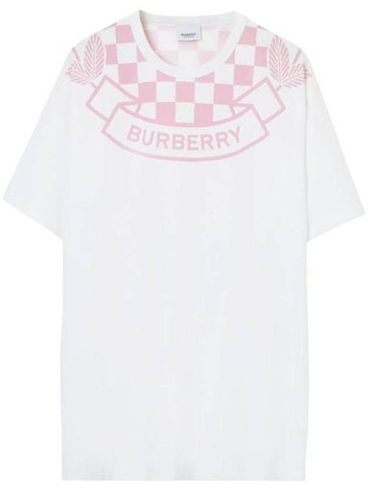 Logo Print Short Sleeve T-Shirt White Pink - BURBERRY - BALAAN 2