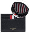 Pebble Grain Leather Stripe Single Card Wallet Black - THOM BROWNE - BALAAN 2