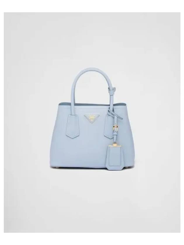 Double Saffiano Leather Mini Bag Light Blue - PRADA - BALAAN 2