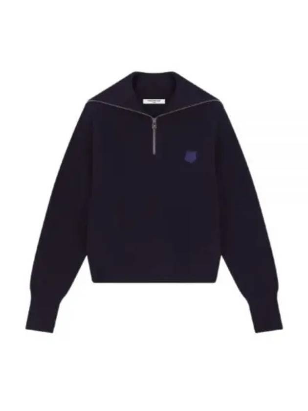 Bold Fox Head Patch Half Zip Knit Top Ink Blue - MAISON KITSUNE - BALAAN 2