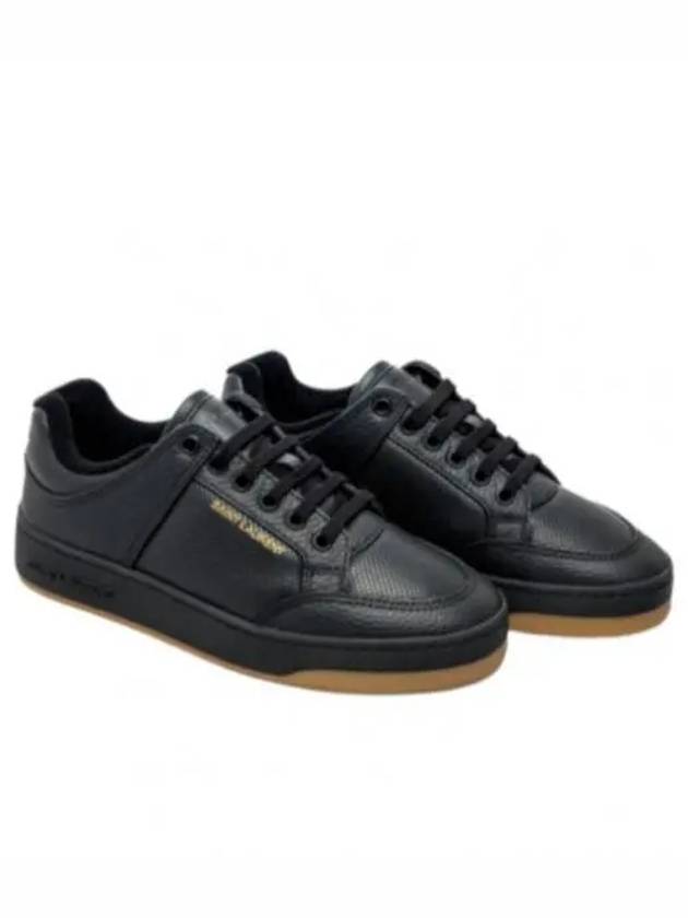 SL 61 Logo Signature Leather Low Top Sneakers Black - SAINT LAURENT - BALAAN 2