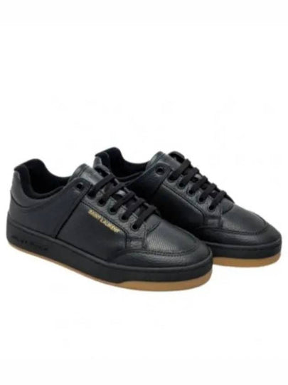 SL 61 Logo Signature Leather Low Top Sneakers Black - SAINT LAURENT - BALAAN 2