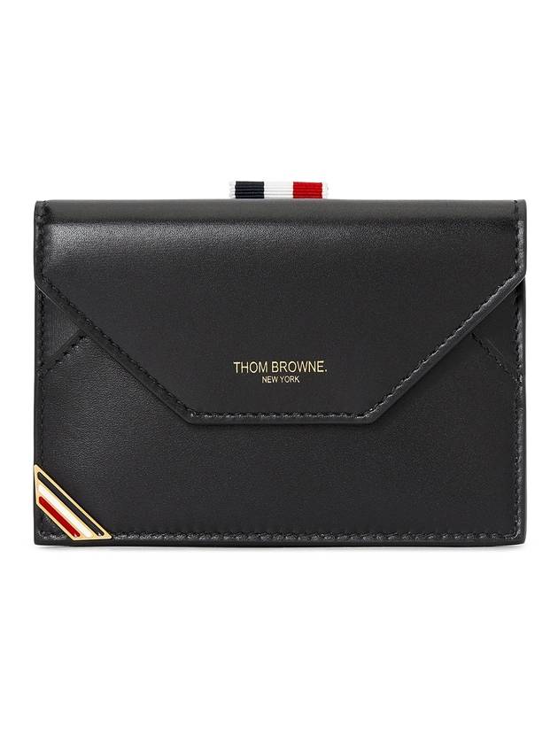 Envelope Enamel Card Wallet Black - THOM BROWNE - BALAAN.