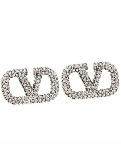 5W2J0F85 YCW 68S Crystal V Logo Signature Earrings - VALENTINO - BALAAN 1