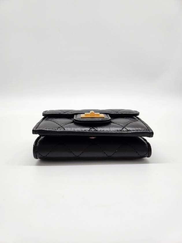 2.55 Vintage Calfskin Gold 3 Fold Half Wallet Black - CHANEL - BALAAN 6