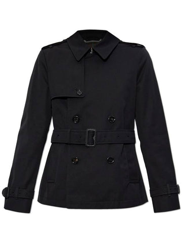 Burberry Short Trench Coat With Belt, Women's, Black - BURBERRY - BALAAN 1