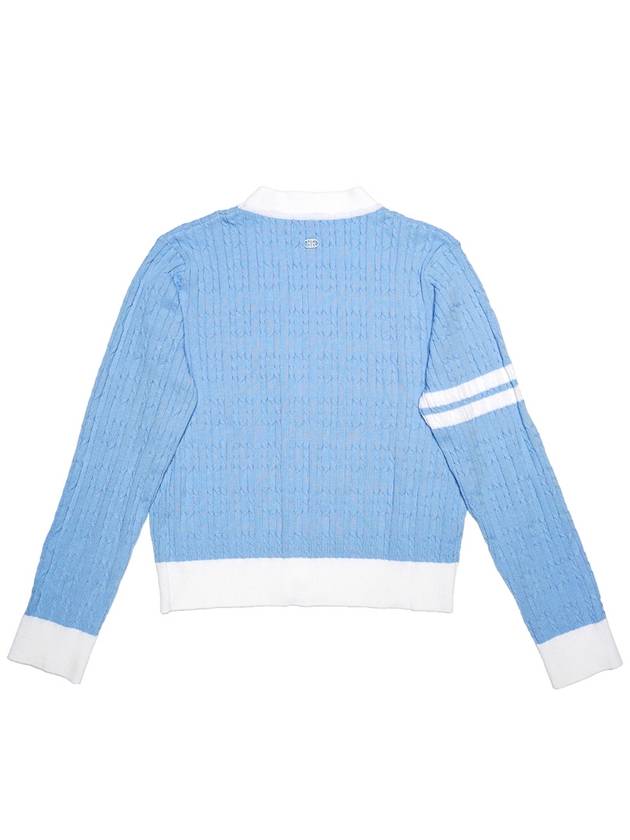 Striped point cable knit cardigan LBLUE - TRIMERE - BALAAN 3