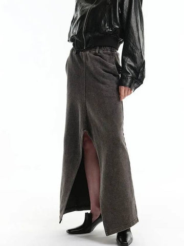 WASHED SLIT SKIRT_BLACK - MAGJAY - BALAAN 1