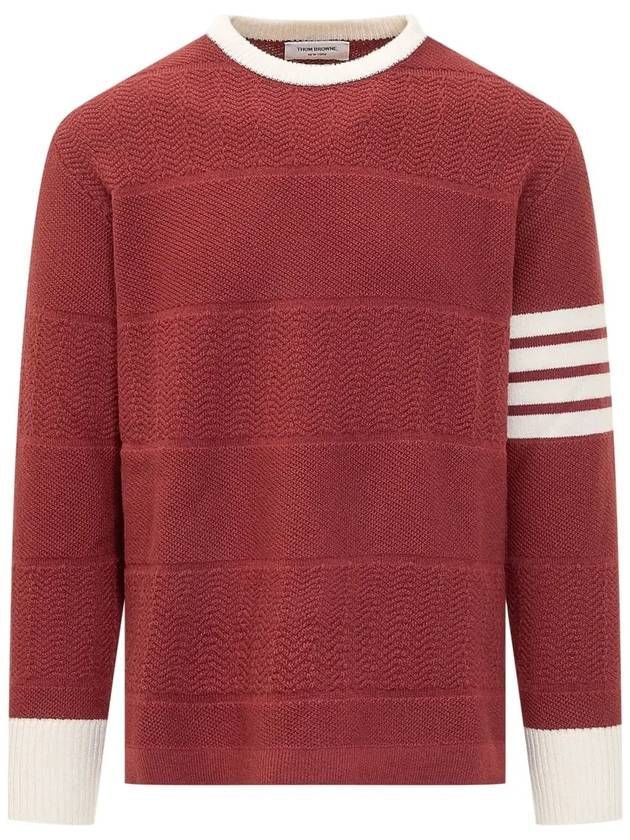 Merino wool 4 bar rugby stripe knit - THOM BROWNE - BALAAN 1