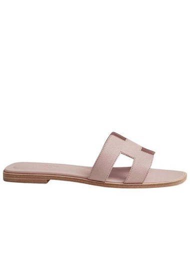 Oran Leather Sandals Rose Porcelaine - HERMES - BALAAN 1