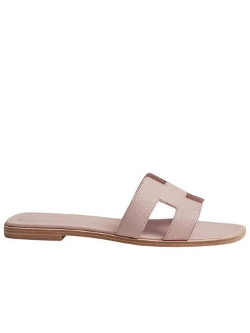 Oran Leather Sandals Rose Porcelaine - HERMES - BALAAN 1