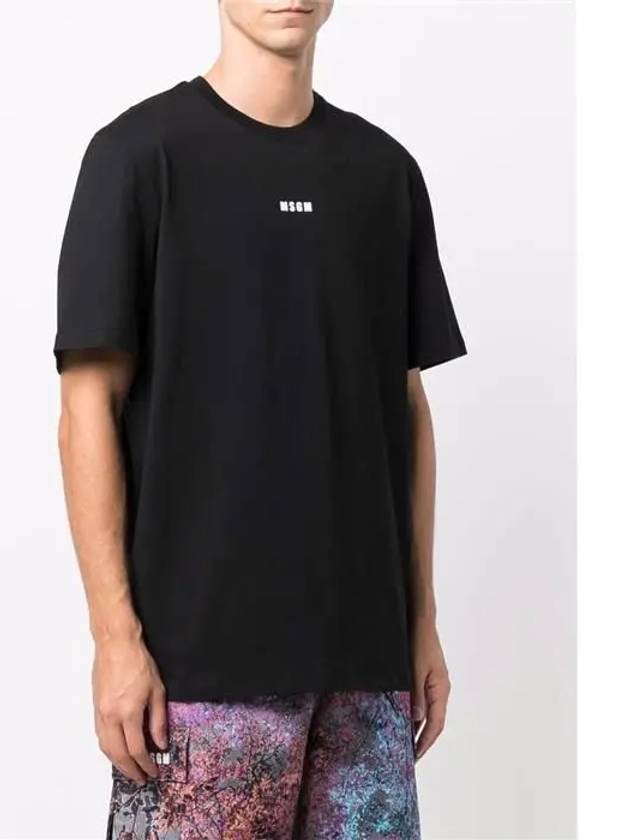 Micro Logo Print Short Sleeve T-Shirt Black - MSGM - BALAAN 3