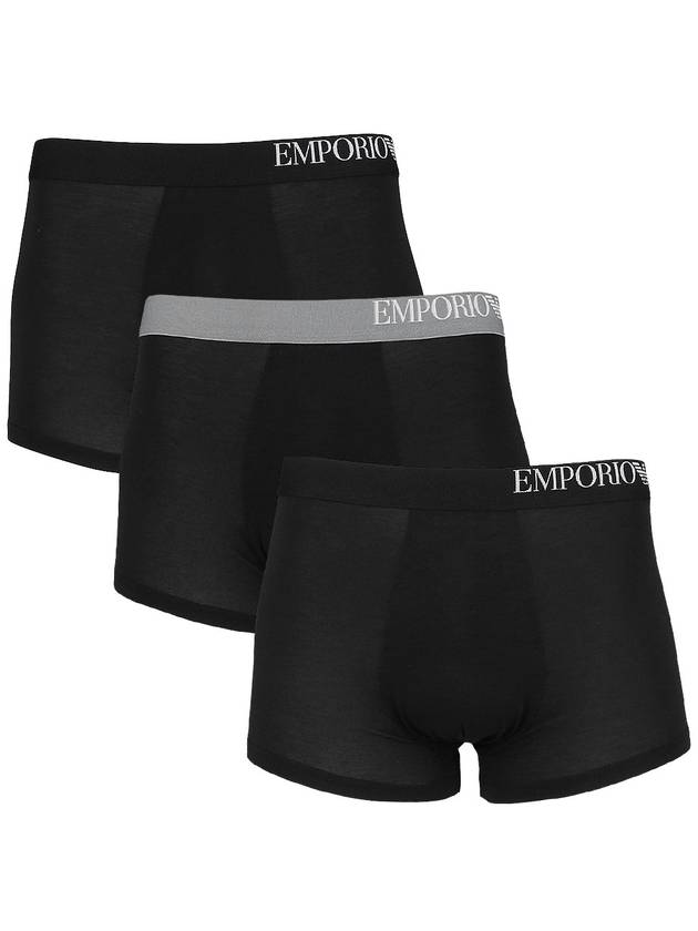 Men's Boxer Trunk Briefs 3 Pack Black - EMPORIO ARMANI - BALAAN 2