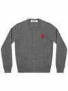 Red Heart Wappen Round Neck Wool Cardigan Charcoal - COMME DES GARCONS PLAY - BALAAN 1