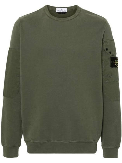 Brushed Organic Cotton Fleece Sweatshirt Green - STONE ISLAND - BALAAN 2