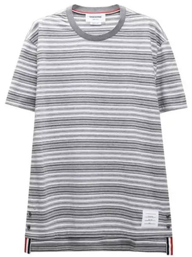 Midweight Jersey Striped Short Sleeve T Shirt - THOM BROWNE - BALAAN 1