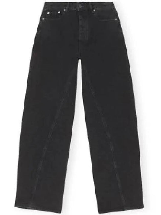 Joezy Regular Fit Cotton Wide Jeans Washed Black - GANNI - BALAAN 2