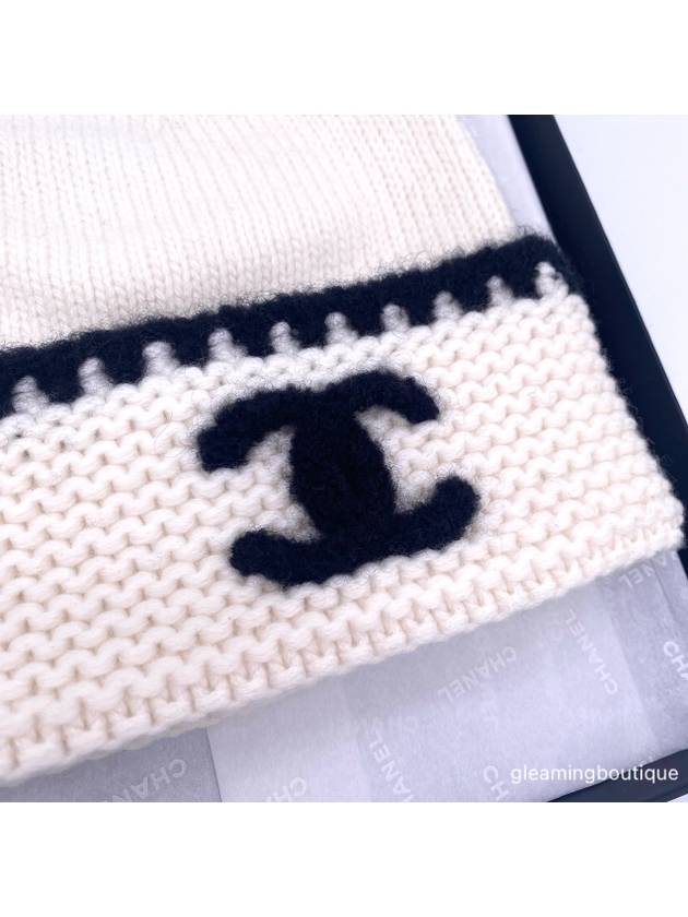 CC Logo Cashmere Beanie White - CHANEL - BALAAN 3