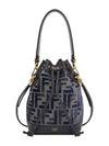 Mon Tresor FF Chenille Mini Bucket Bag Dark Blue - FENDI - BALAAN 2