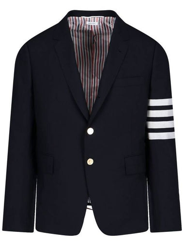 4-Bar Plain Weave High Armhole Sport Jacket Navy - THOM BROWNE - BALAAN 1